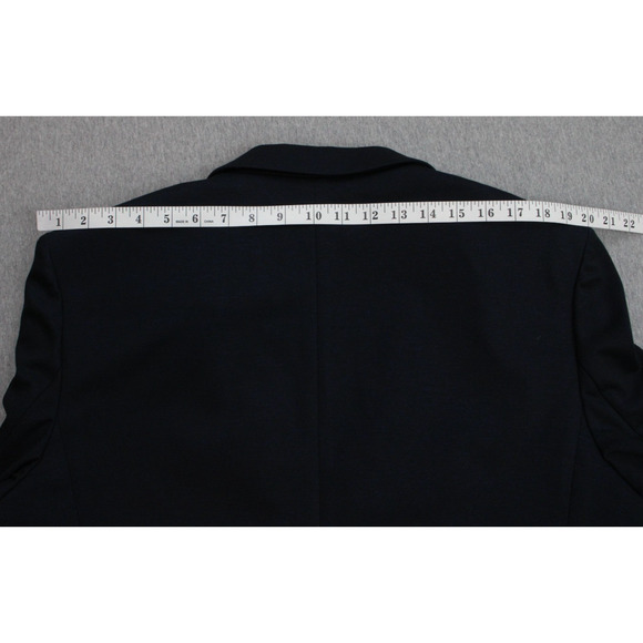 Express Blazer Mens 42R Blue Black Stretch Slim Fit Two Button Classic Jacket - Picture 11 of 11